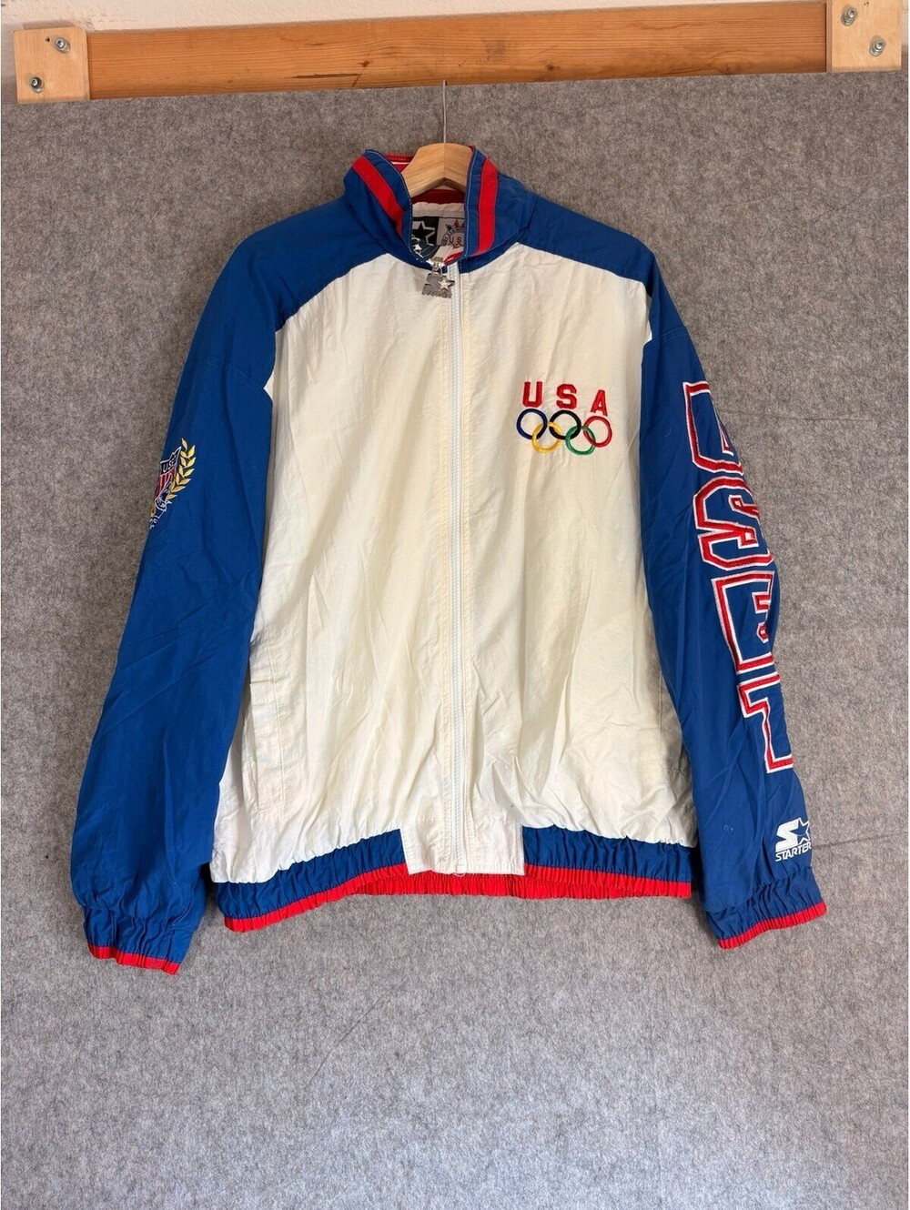 Vintage Starter Jacket Olympics Equestrian Team USA 1996 Men Size Large